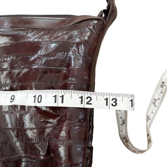 Vintage Genuine Eel Skin Leather Shoulder Bag Brown – Made in Korea - Picture 12 of 15